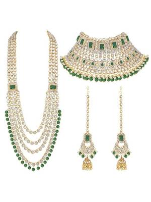 Gold-plated traditional ethnic indian kundan bridal set for women 2