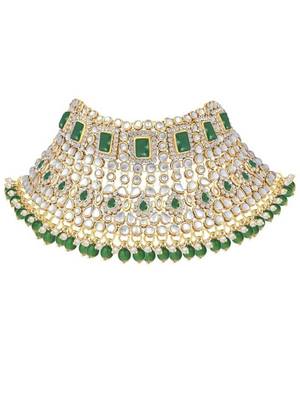 Gold-plated traditional ethnic indian kundan bridal set for women 3