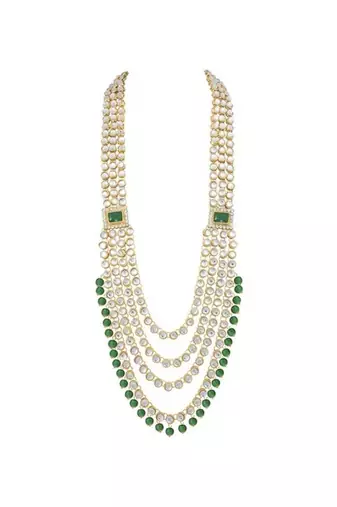 Gold-plated traditional ethnic indian kundan bridal set for women