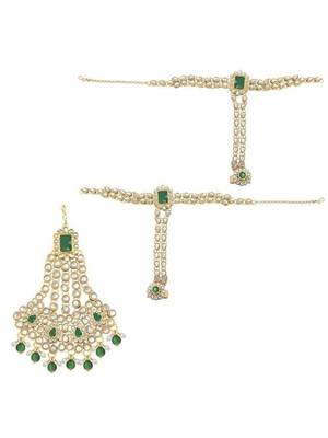 Gold-plated traditional ethnic indian kundan bridal set for women 5