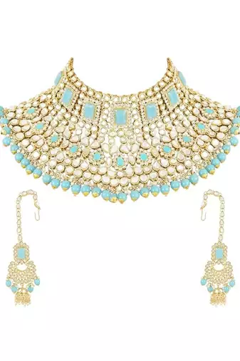 Traditional ethnic indian kundan dulhan bridal jewellery set for women 