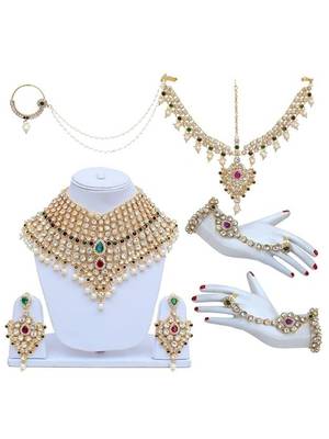 Traditional gold plated kundan ethnic bridal jewellery set for women  1