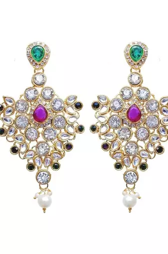 Traditional gold plated kundan ethnic bridal jewellery set for women 