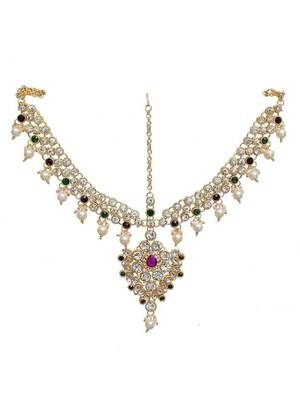 Traditional gold plated kundan ethnic bridal jewellery set for women  5