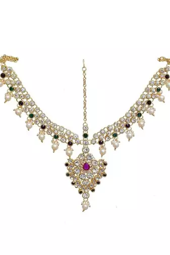 Traditional gold plated kundan ethnic bridal jewellery set for women 