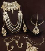 Gold plated traditional faux kundan & stone studded bridal jewellery set for women