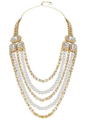 Gold plated traditional faux kundan & stone studded bridal jewellery set for women  3