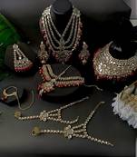 Wedding collection traditional gold plated pearl & kundan bridal jewellery set for women 