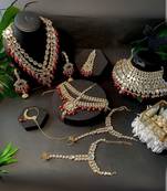 Wedding collection traditional ethnic gold plated pearl & kundan bridal jewellery set for women