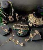 Wedding collection traditional ethnic gold plated pearl & kundan bridal jewellery set for women