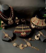 Wedding collection traditional ethnic gold plated pearl & kundan bridal jewellery set for women