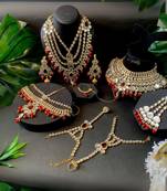 Wedding collection traditional ethnic gold plated pearl & kundan bridal jewellery set for women