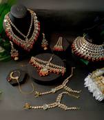 Wedding collection traditional ethnic gold plated pearl & kundan bridal jewellery set for women
