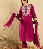 Women Beautiful Embroidery Viscose Chanderi Fabric with Straight Kurta, Pant and Dupatta Set