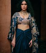 blue plain silk Lehenga With Embroidered Jacket
