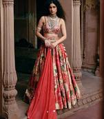 multicolor Floral embroidered silk Lehenga