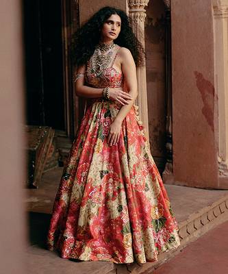 multicolor Floral embroidered silk Lehenga 2