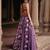 purple Floral printed silk Lehenga