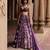purple Floral printed silk Lehenga