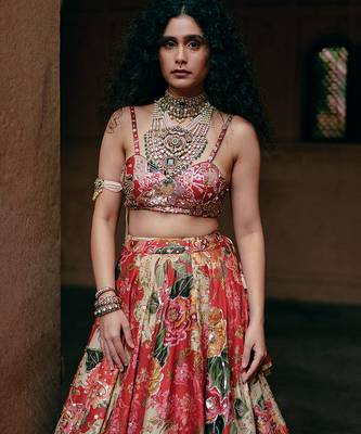 multicolor Floral embroidered silk Lehenga 3