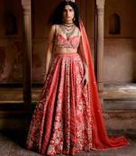pink Floral printed silk Lehenga
