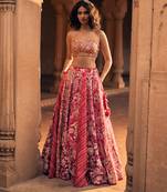 pink Floral embroidered silk Lehenga