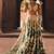 beige Floral printed silk Lehenga