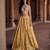 yellow Floral embroidered jacquard Lehenga