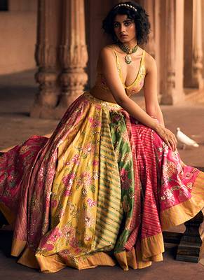 multicolor Floral embroidered silk Lehenga 2