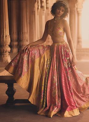 multicolor Floral embroidered silk Lehenga 3