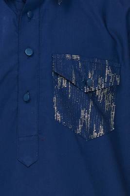Inky blue cotton blend solid kurta and pant set 5