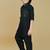 Black cotton blend solid kurta and pant set