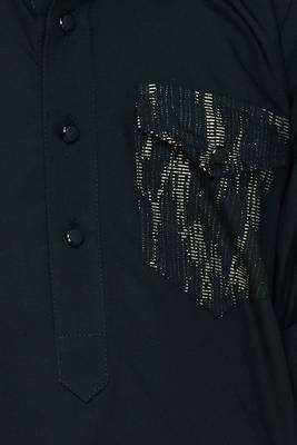 Black cotton blend solid kurta and pant set 5