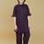 Wine cotton blend solid kurta and pant set