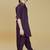 Wine cotton blend solid kurta and pant set