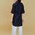 Navy blue cotton blend solid kurta and pant set