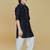 Navy blue cotton blend solid kurta and pant set