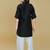 Black cotton blend solid kurta and pant set
