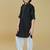 Black cotton blend solid kurta and pant set
