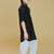 Black cotton blend solid kurta and pant set