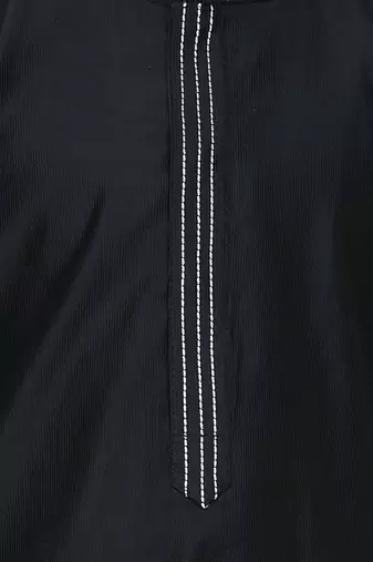 Black cotton blend solid kurta and pant set