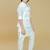 White jaquard woven kurta jacket set