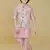 Pink jaquard woven kurta jacket set