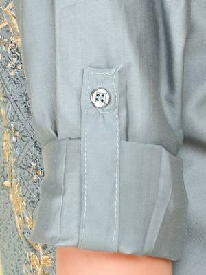 Offwhite jaquard woven kurta jacket set 5