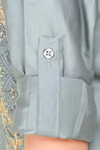 Offwhite jaquard woven kurta jacket set