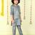 Grey gold zari embriodered cotton silk jacket with kurta set