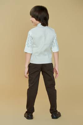 Offwhite cotton woven shirt trouser waistcoat set 2