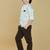 Offwhite cotton woven shirt trouser waistcoat set