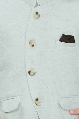Offwhite cotton woven shirt trouser waistcoat set 5