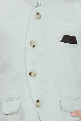 Offwhite cotton woven shirt trouser waistcoat set